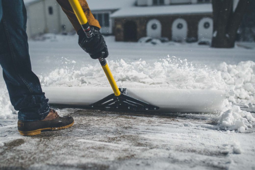 Product photography of snow shovel.