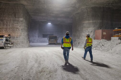 miners going to work inside mine